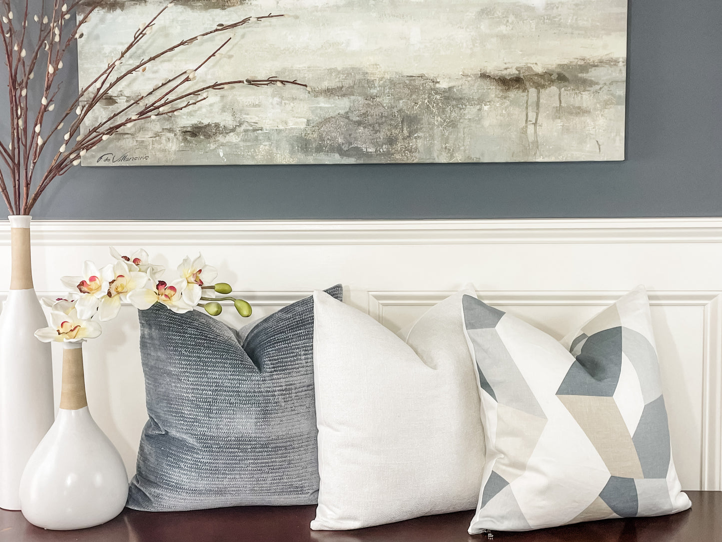Urban Twist Grey and Beige Pillow