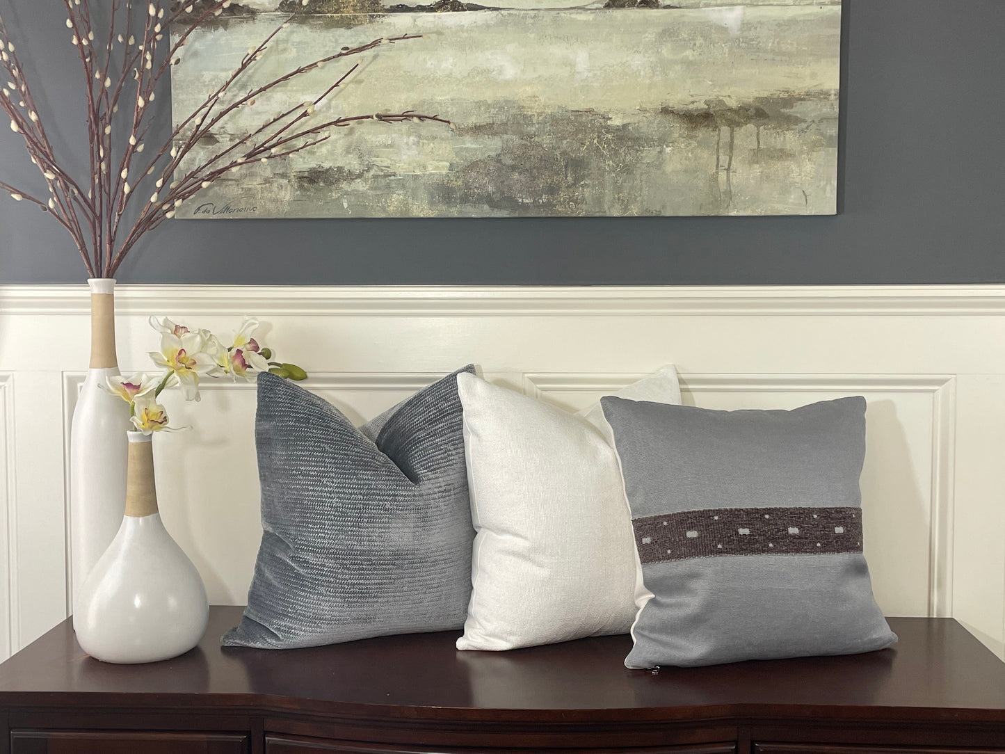 Grey basket weave Pillow Cover