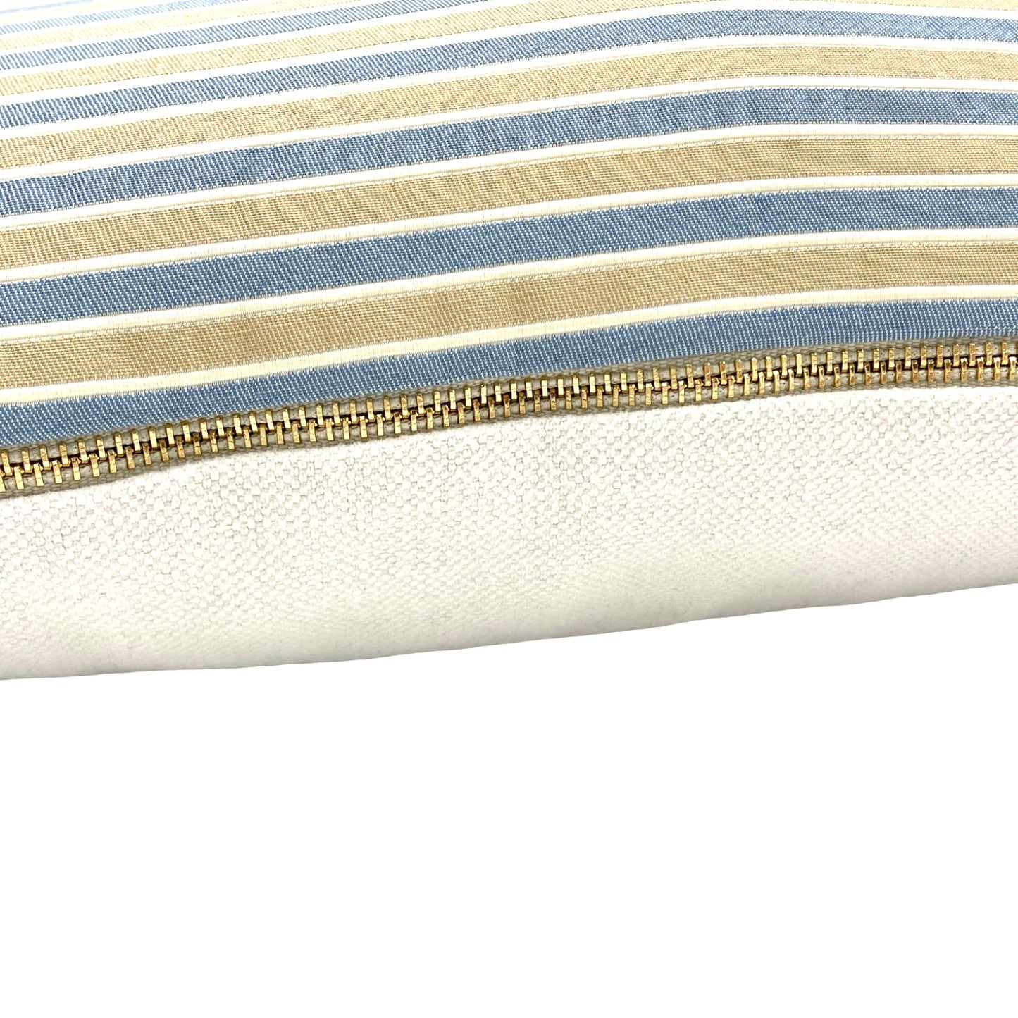 Blue and Tan ribbed stripes Pillow Cover