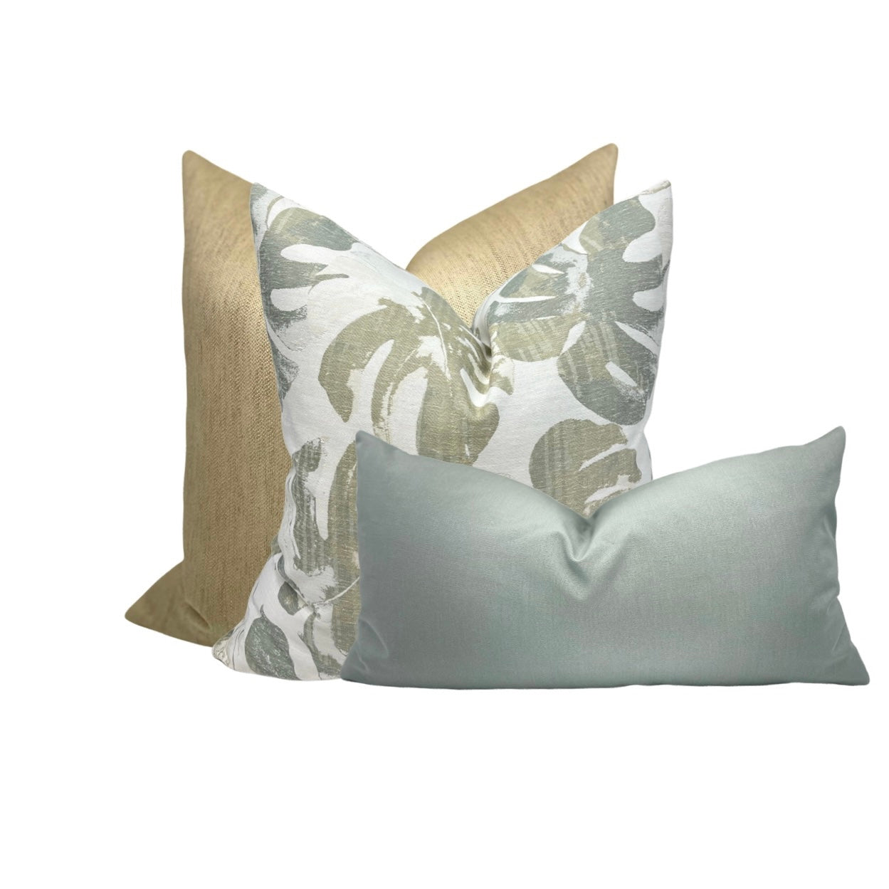 Sage Palm Leaf Pillow Cover