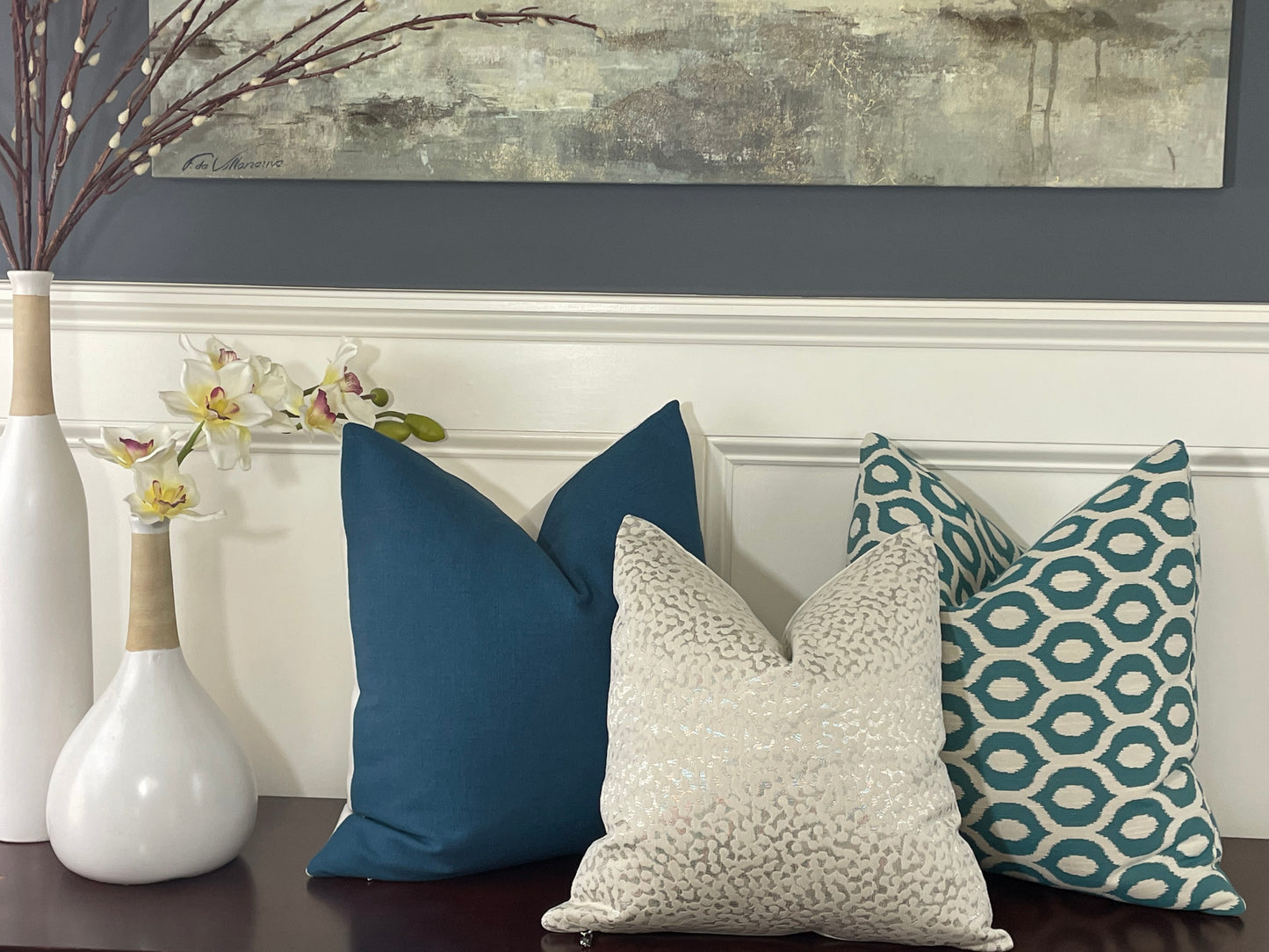 Green Ikat Pillow Cover