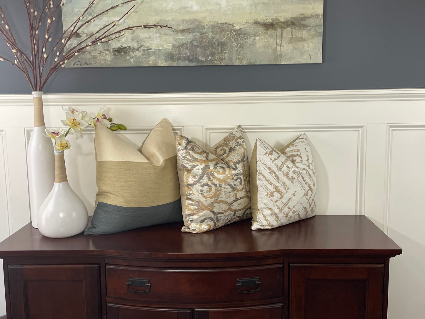 Gold Abstract print Pillow Cover