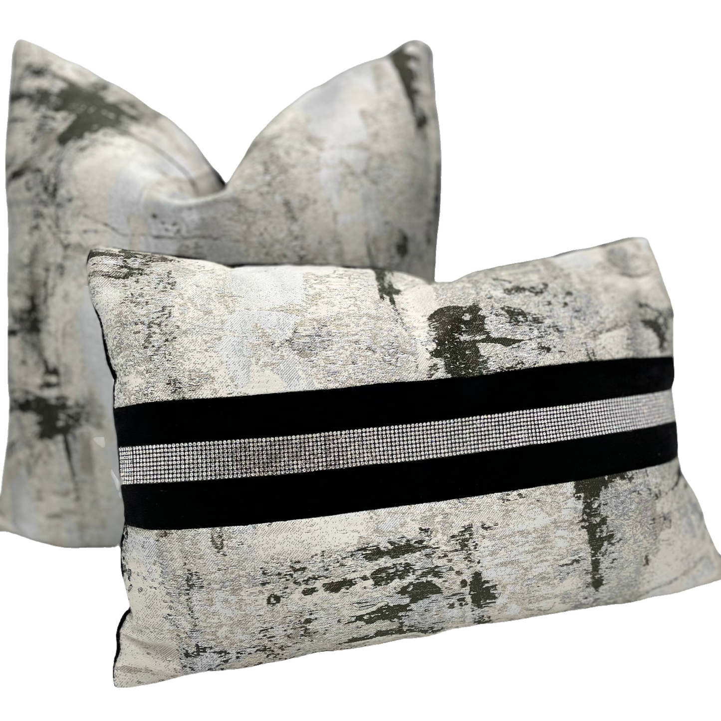 Silver metalic abstract print pillow cover