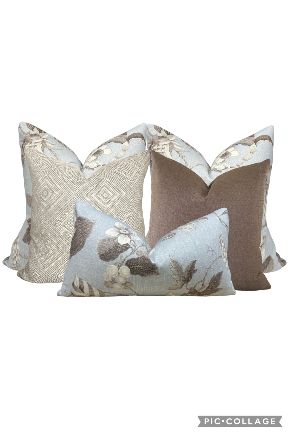 Earthy floral on light grey Pillow Cover