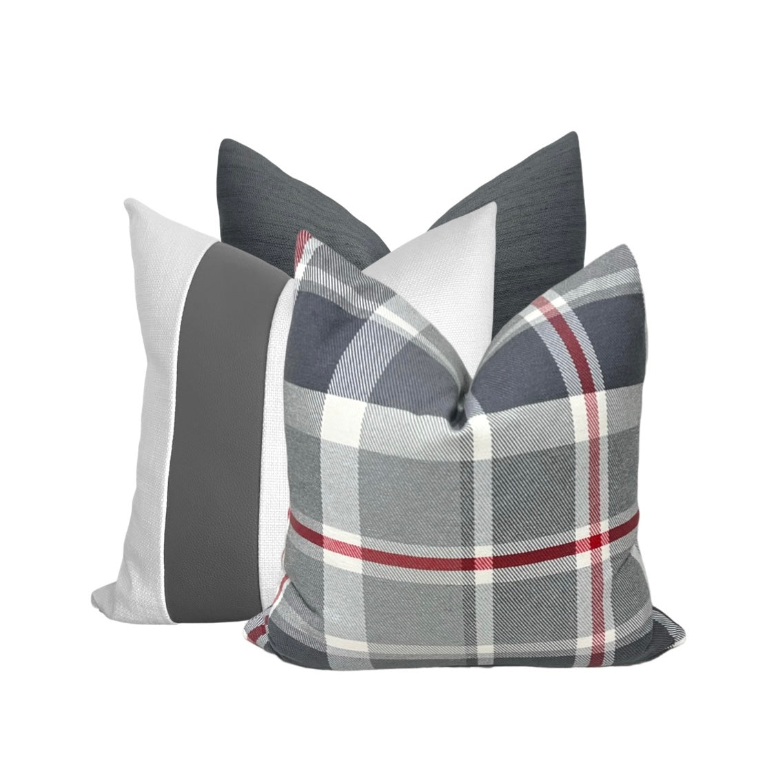 Grey Plaid Pillow Cover