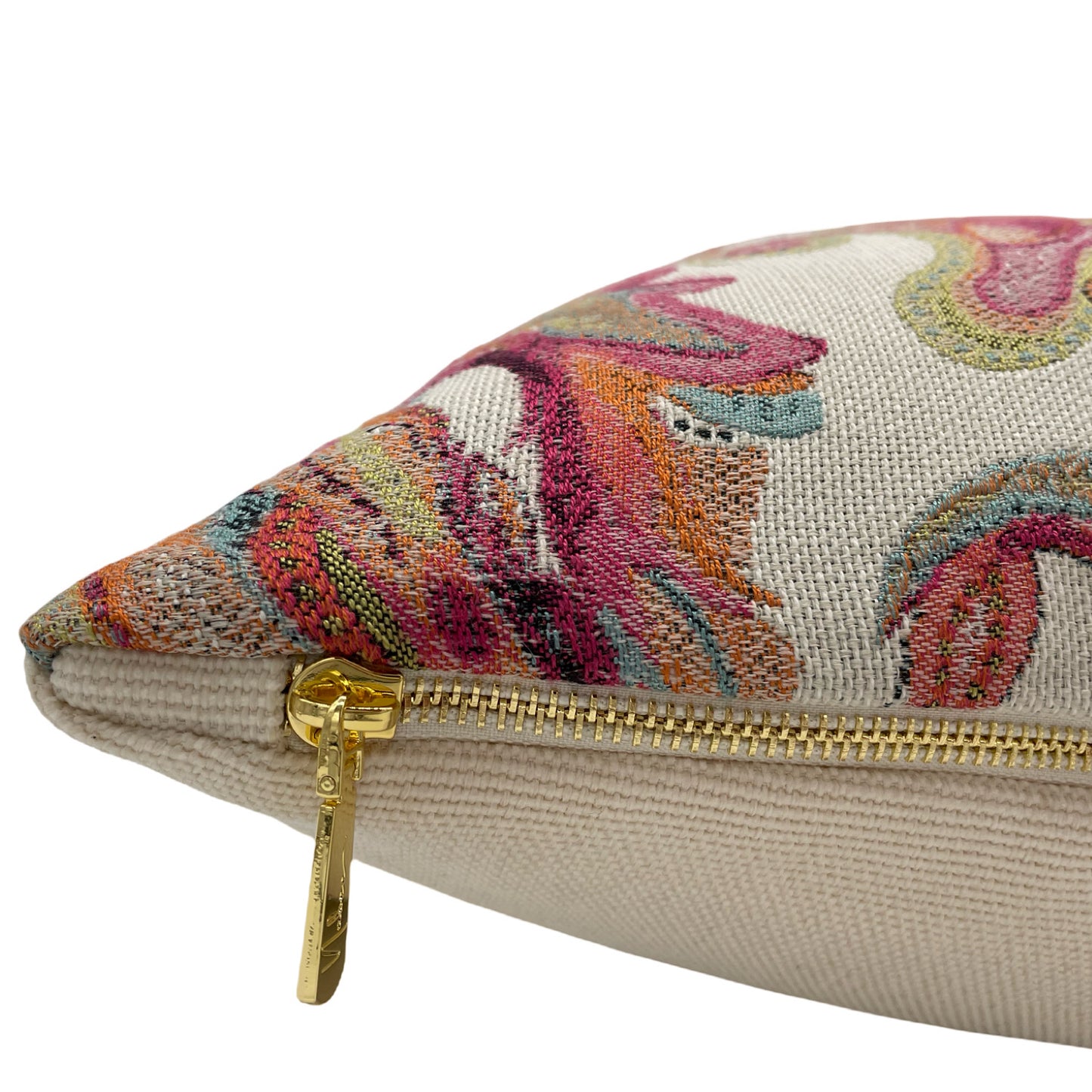 Pink Paisley Woven Pillow Cover