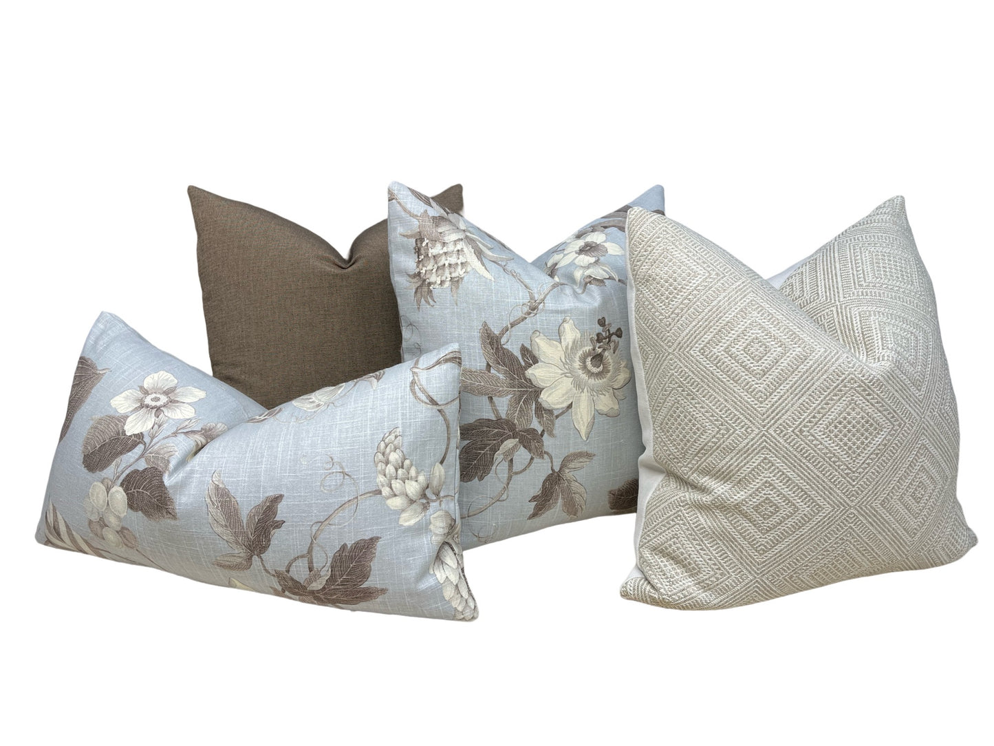 Earthy floral on light grey Pillow Cover