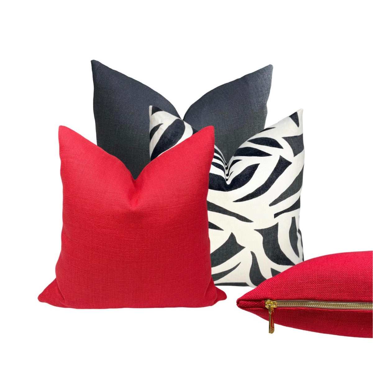 Solid Red Linen Pillow Cover