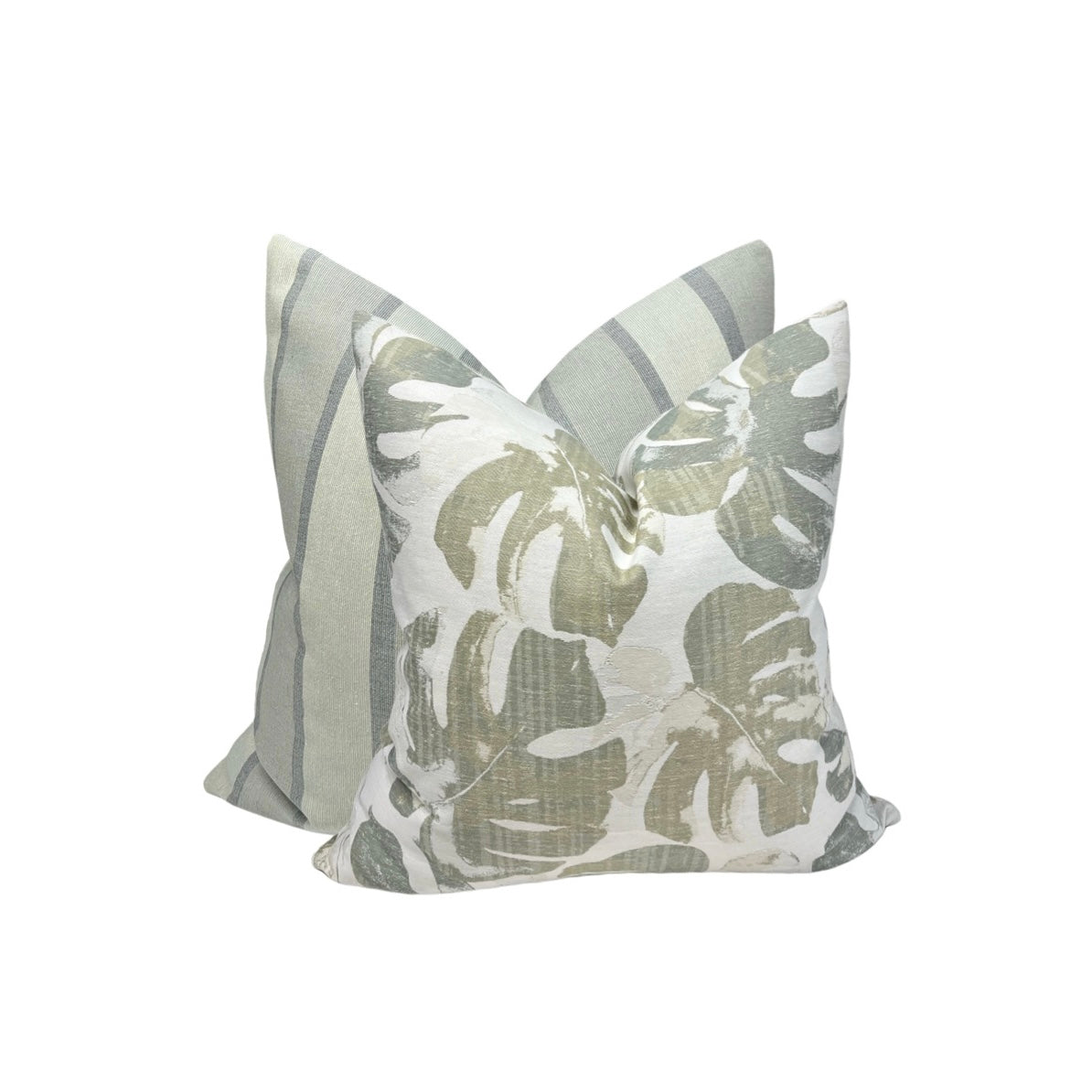 Sage Palm Leaf Pillow Cover