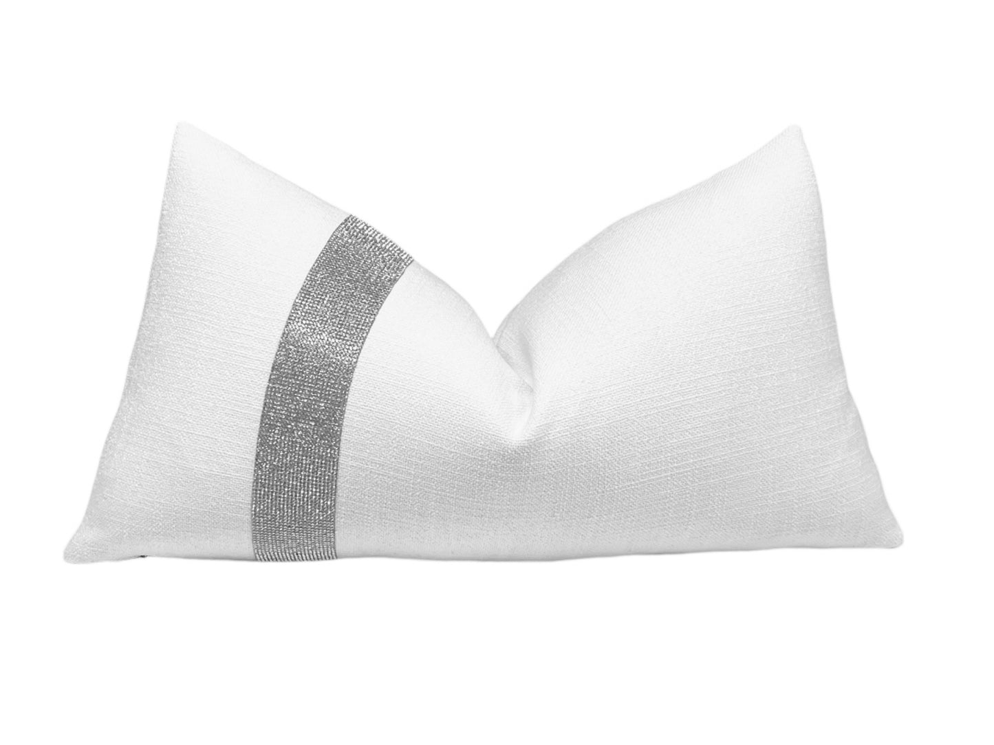 White Rhinestone Lumbar Pillow Cover