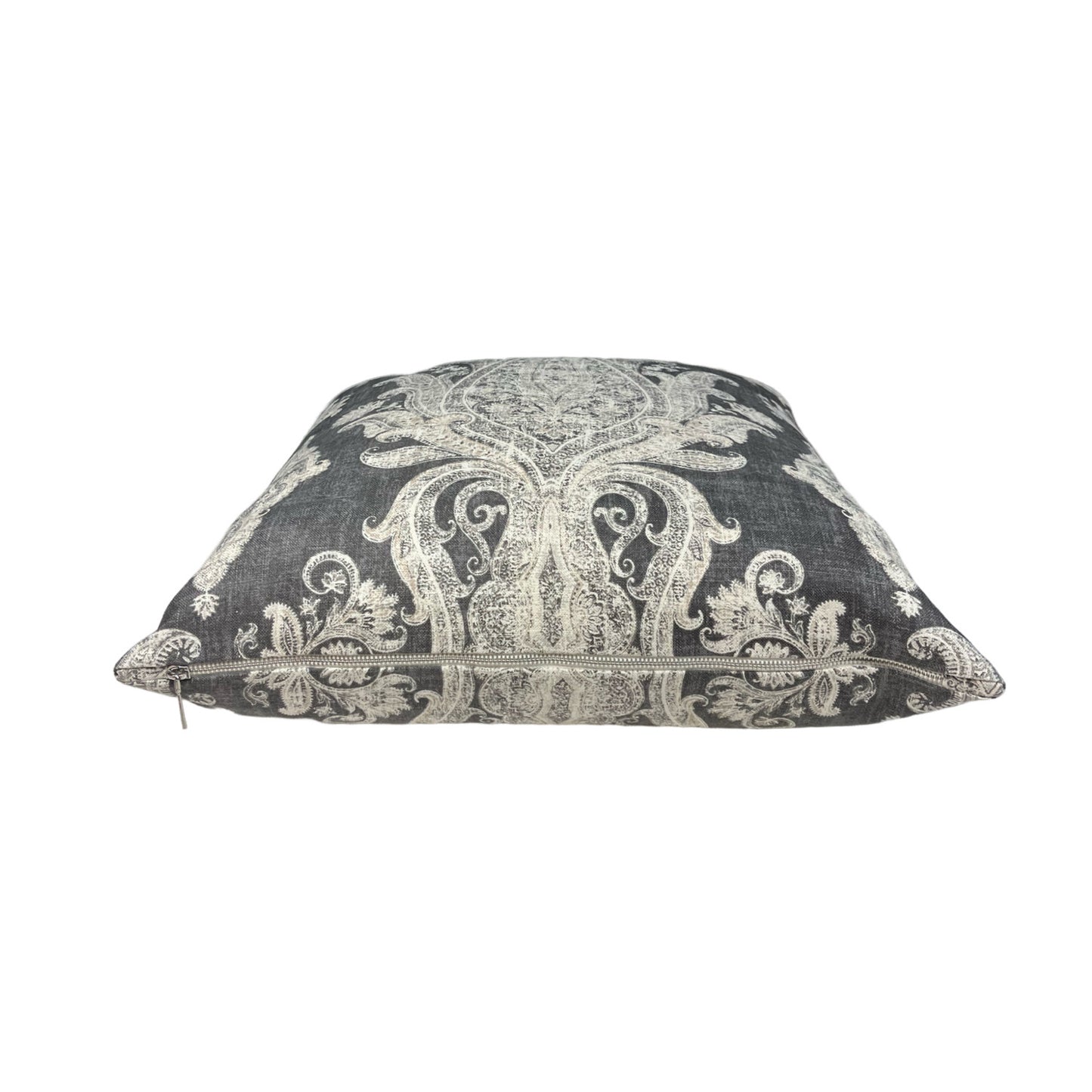 Peppercorn Damask Linen Pillow Cover