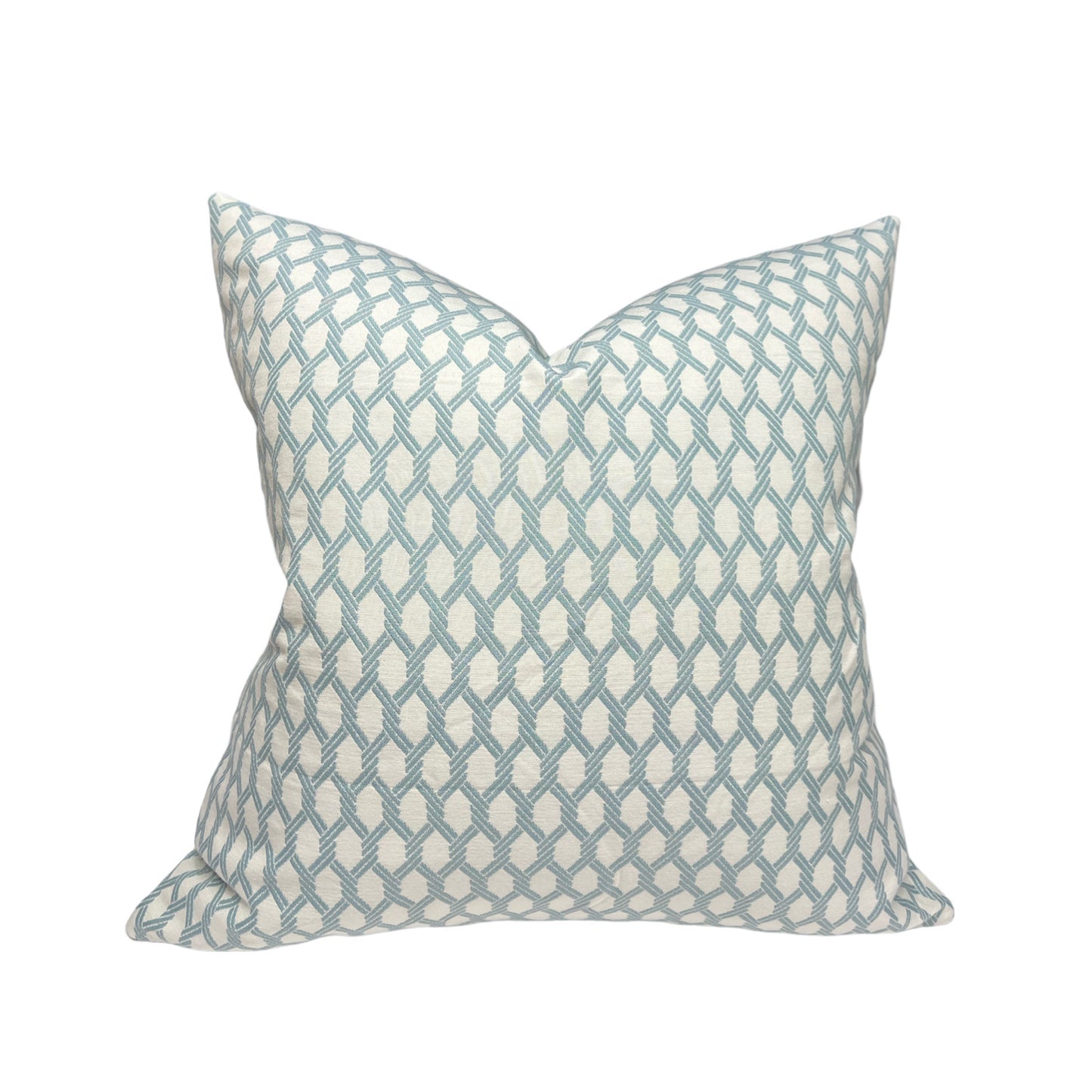 Seafoam Blue Lattice Pillow Cover