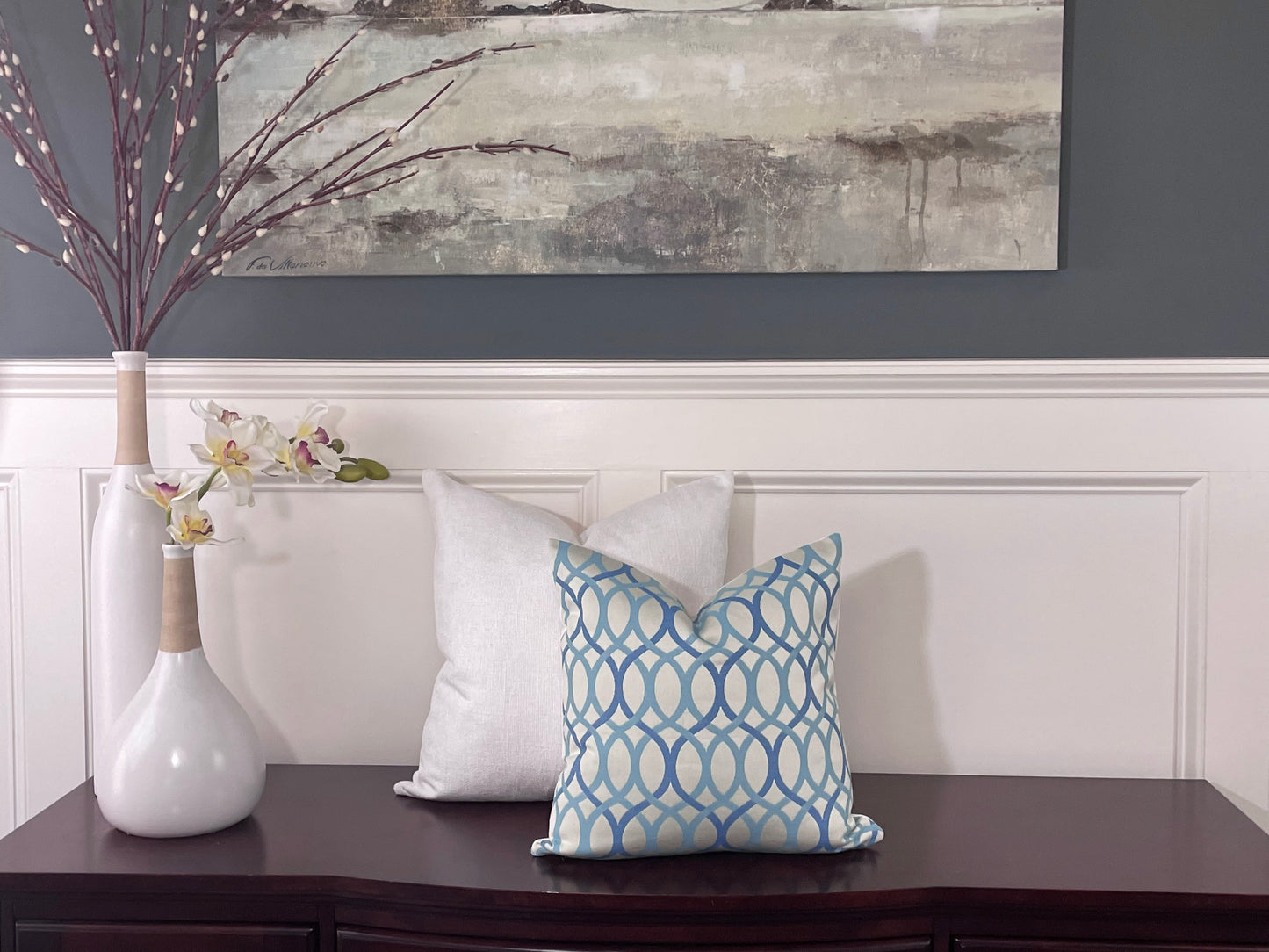 Aqua Chain Pillow Cover