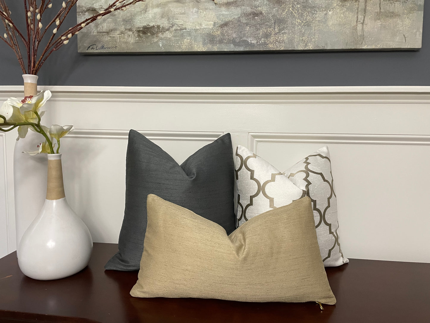 Gold Trellis Pillow Cover