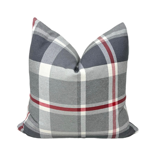 Grey Plaid Pillow Cover