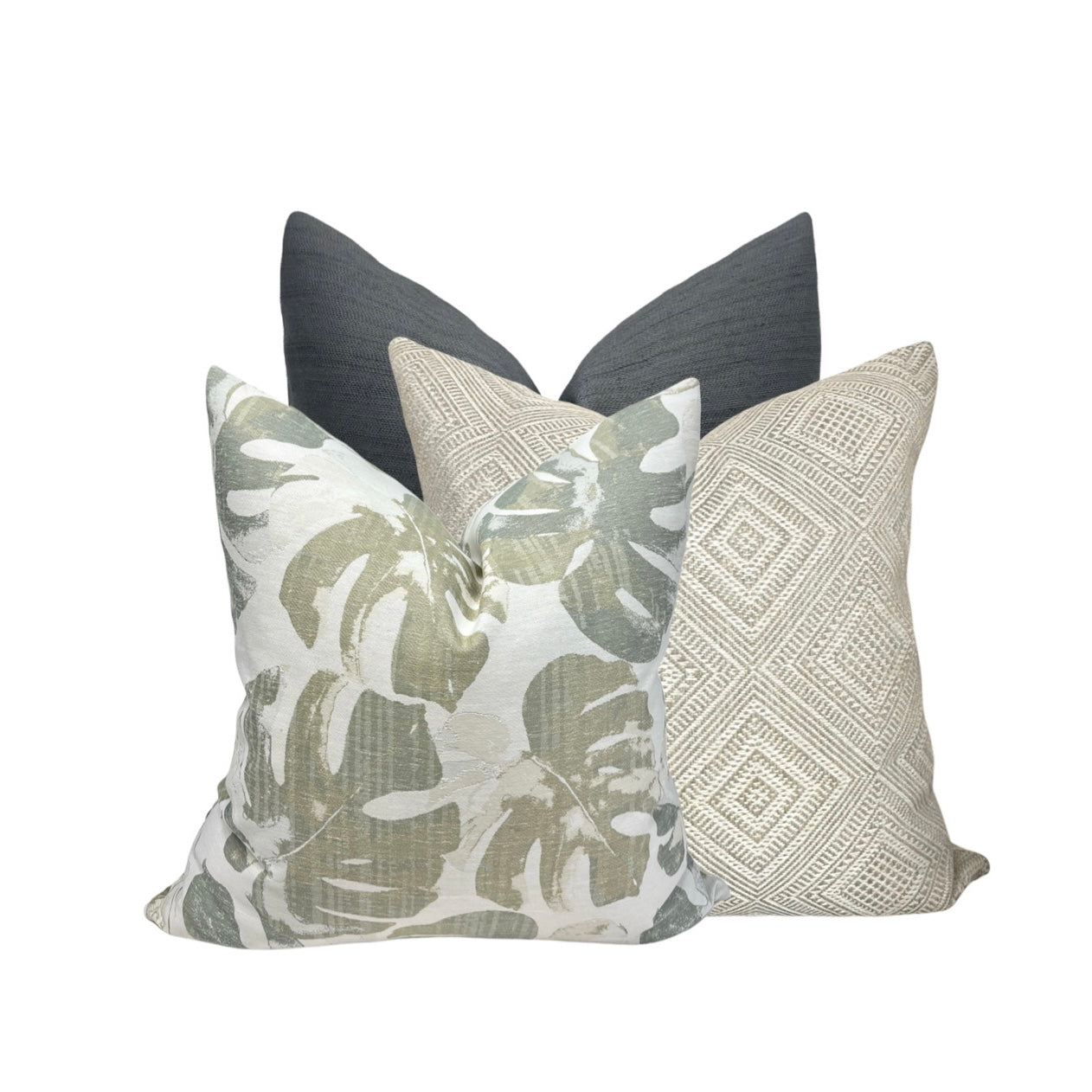 Sage Palm Leaf Pillow Cover