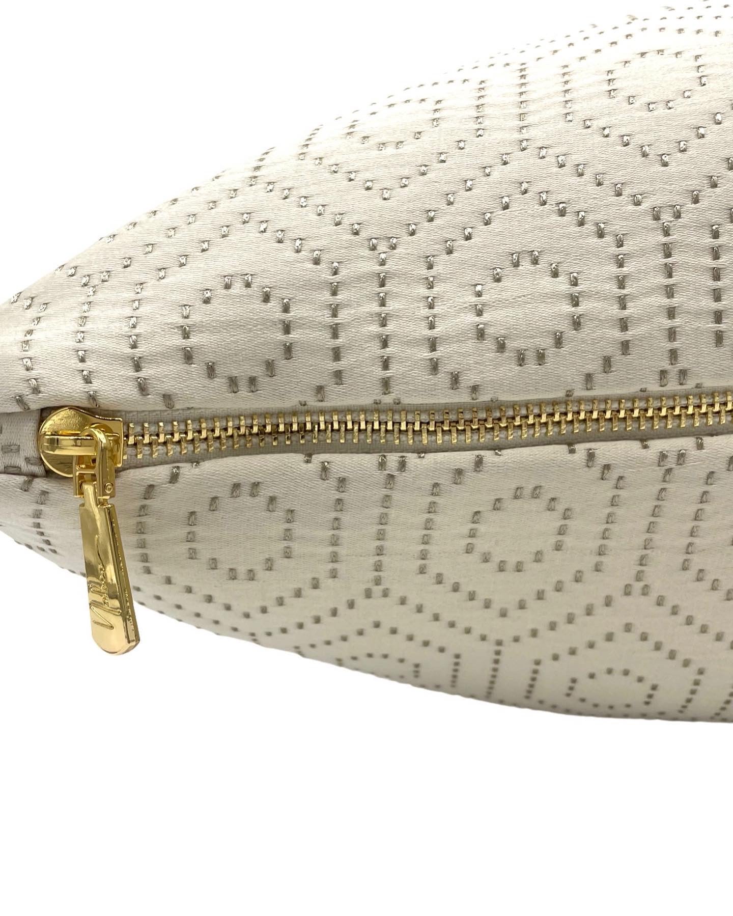 Cream Quilted Satin Pillow Cover