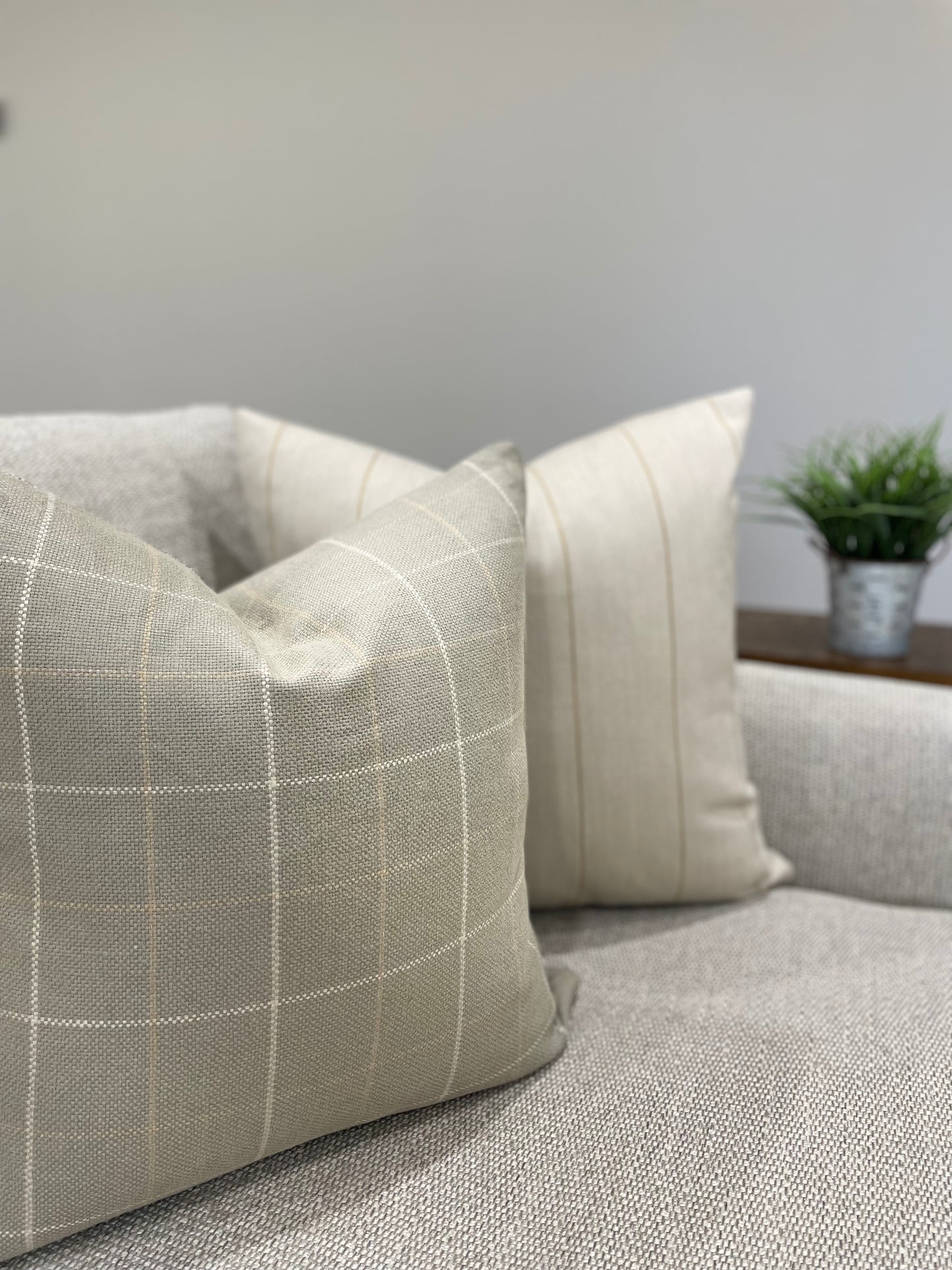Silver Sage in Classic Checkered Pillow Cover