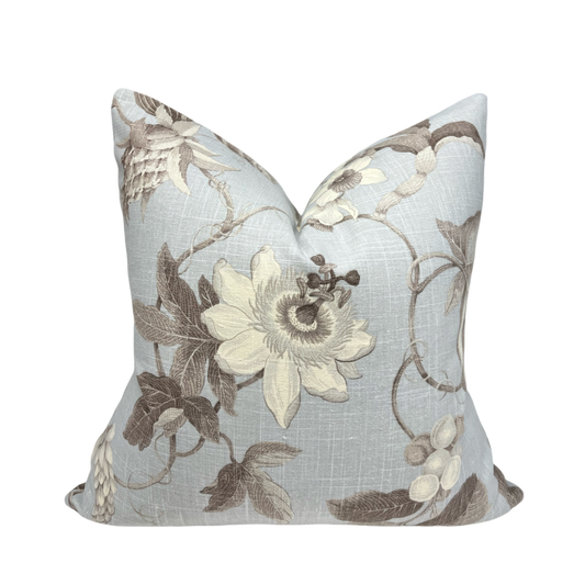 Earthy floral on light grey Pillow Cover