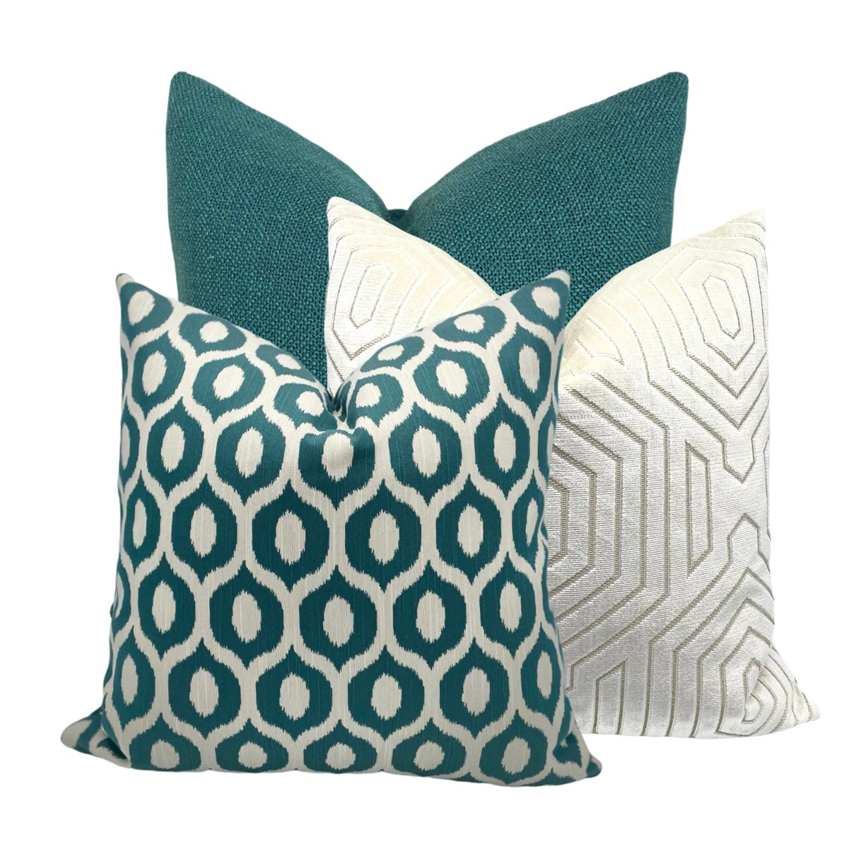 Large Weave Teal Pillow Cover