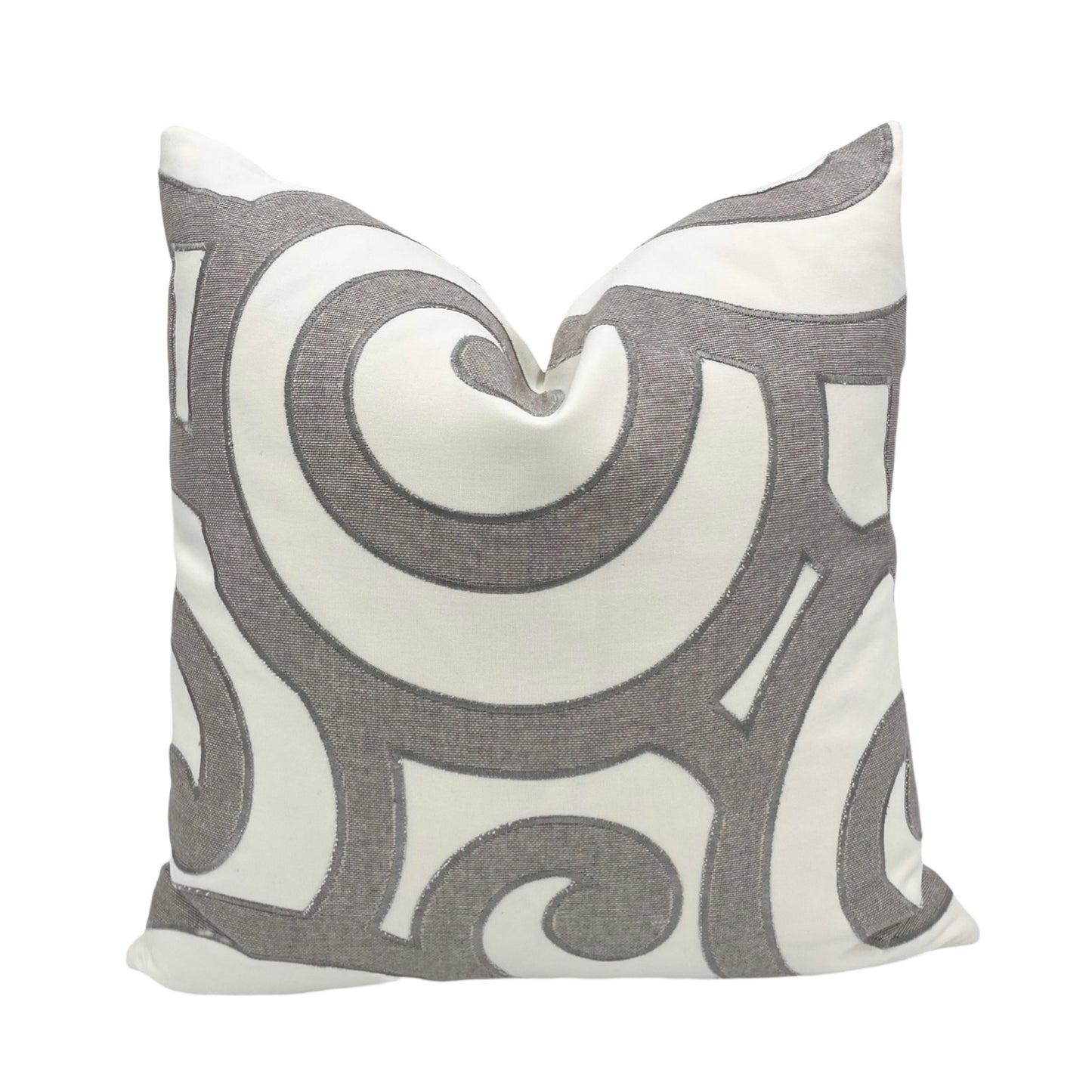 Embroidered Scroll Ivory Pillow