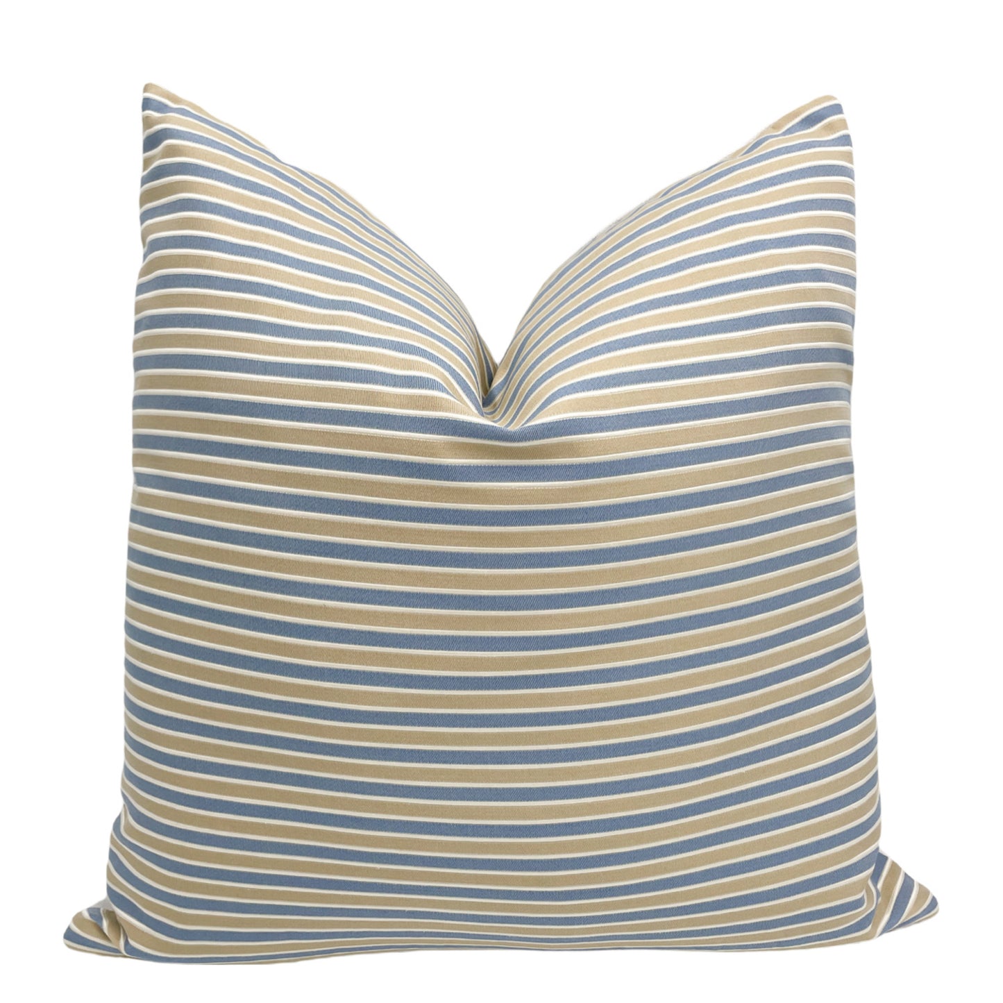 Blue and Tan ribbed stripes Pillow Cover