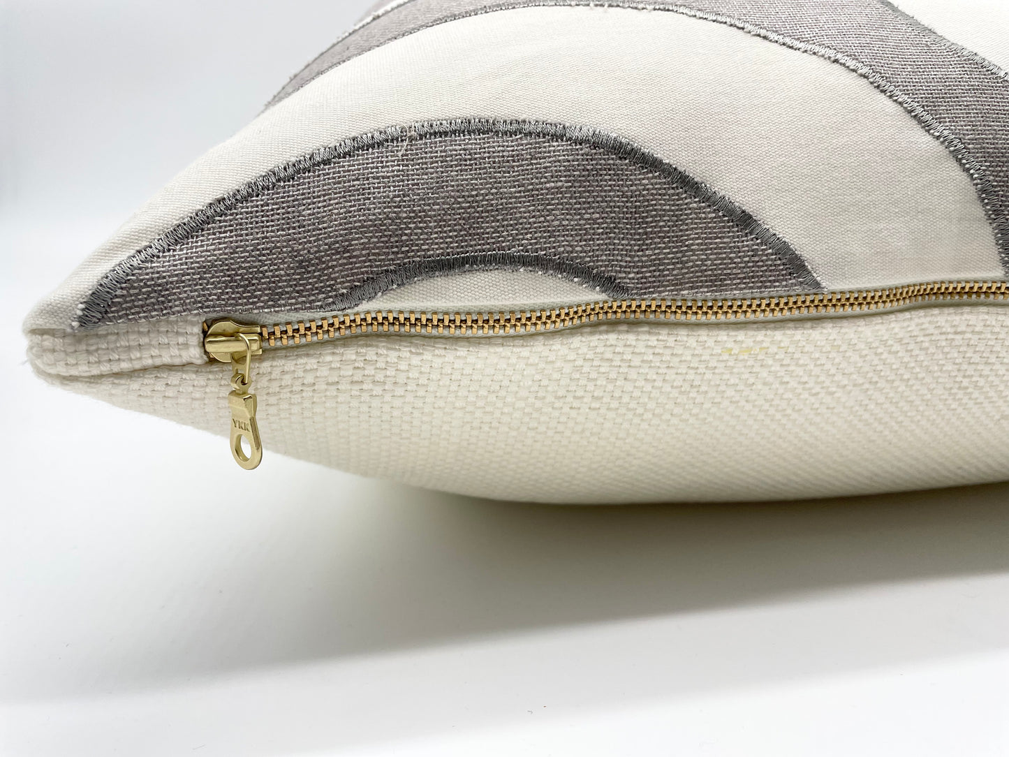 Embroidered Scroll Ivory Pillow