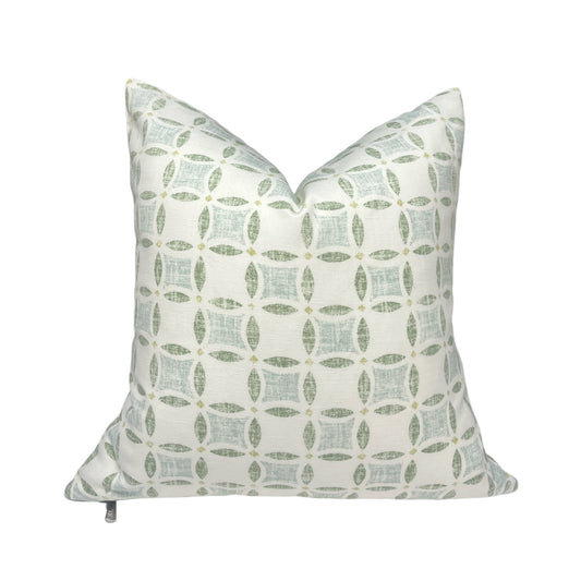 Green Geometric Print Linen Pillow Cover