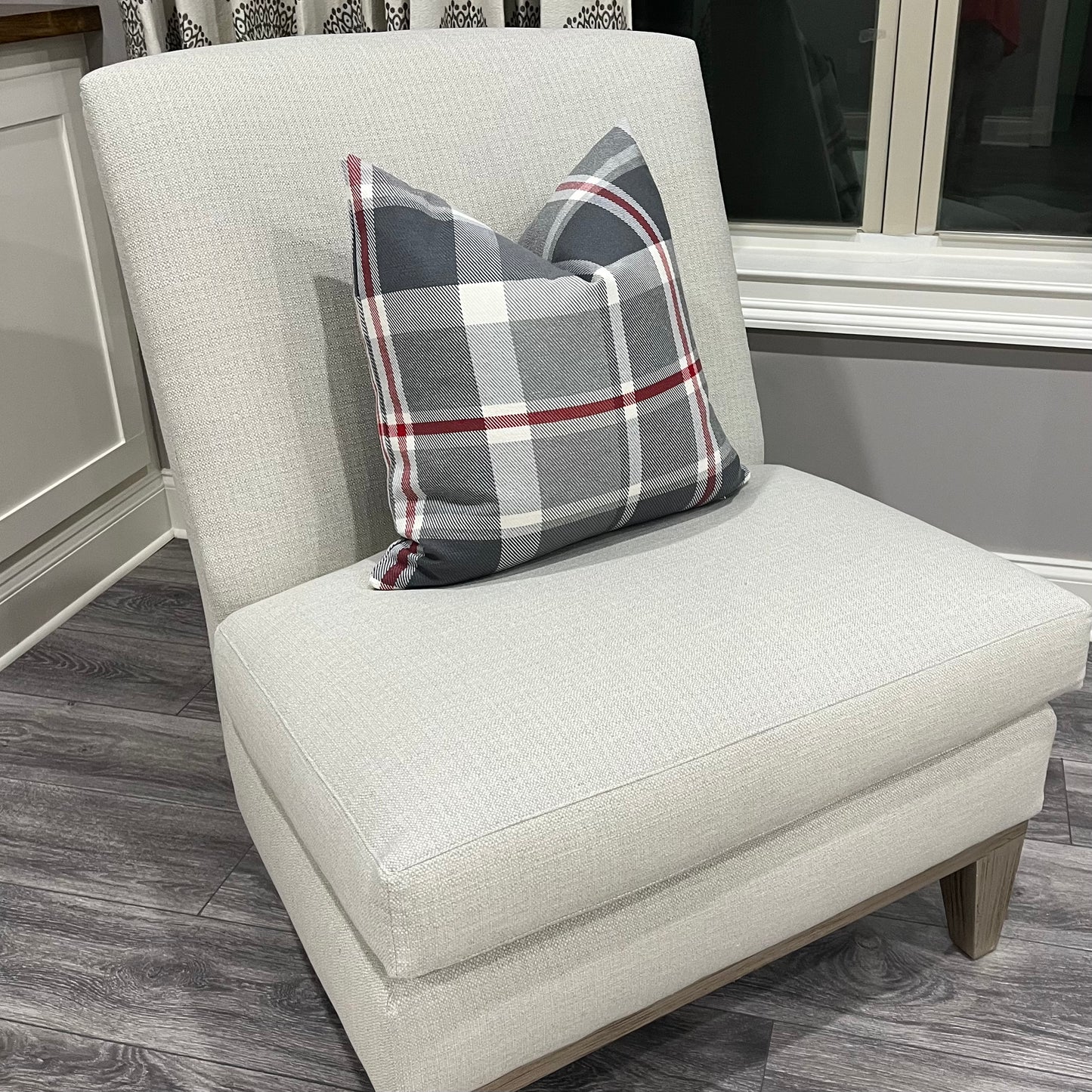 Grey Plaid Pillow Cover