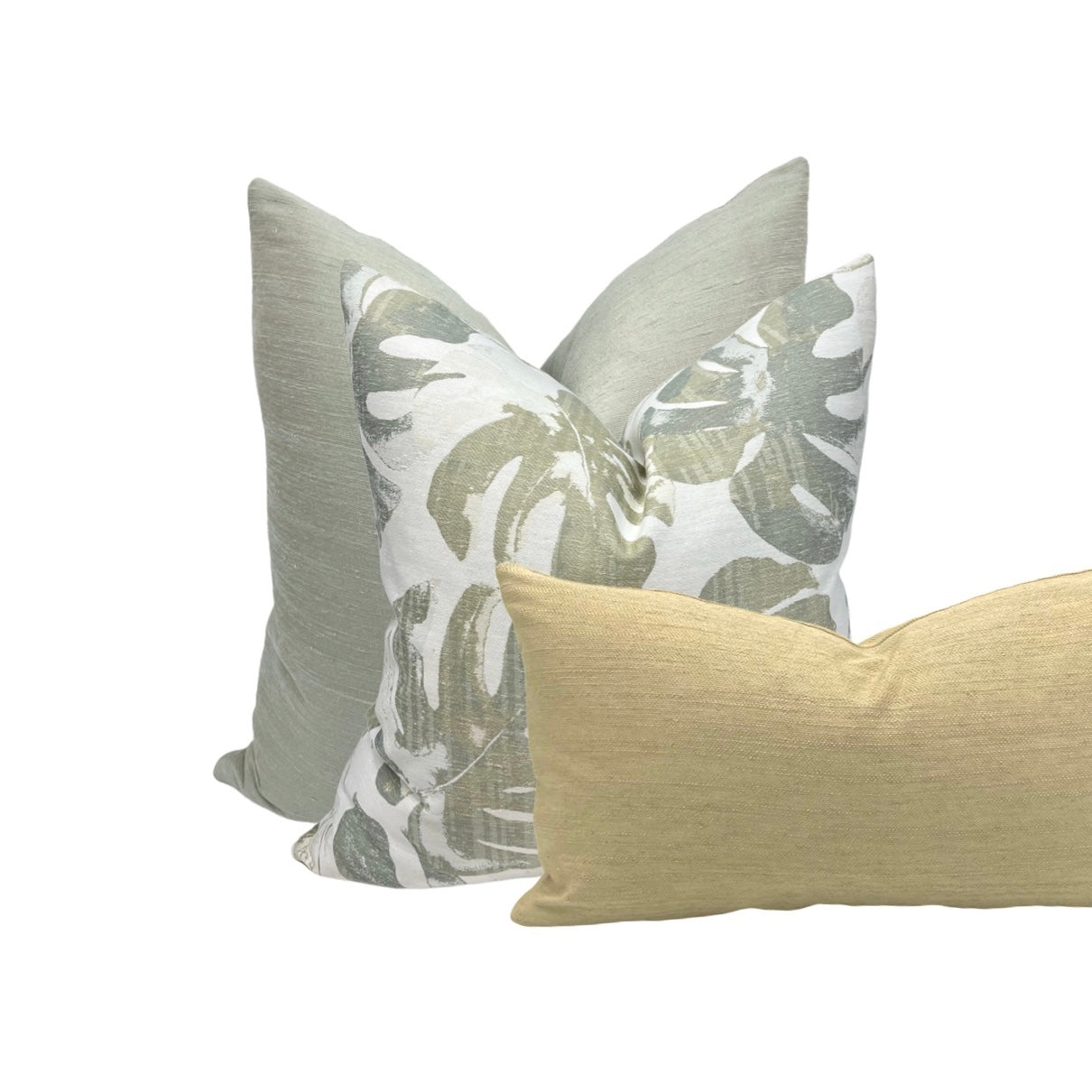 Sage Palm Leaf Pillow Cover