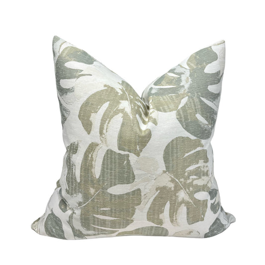 Sage Palm Leaf Pillow Cover