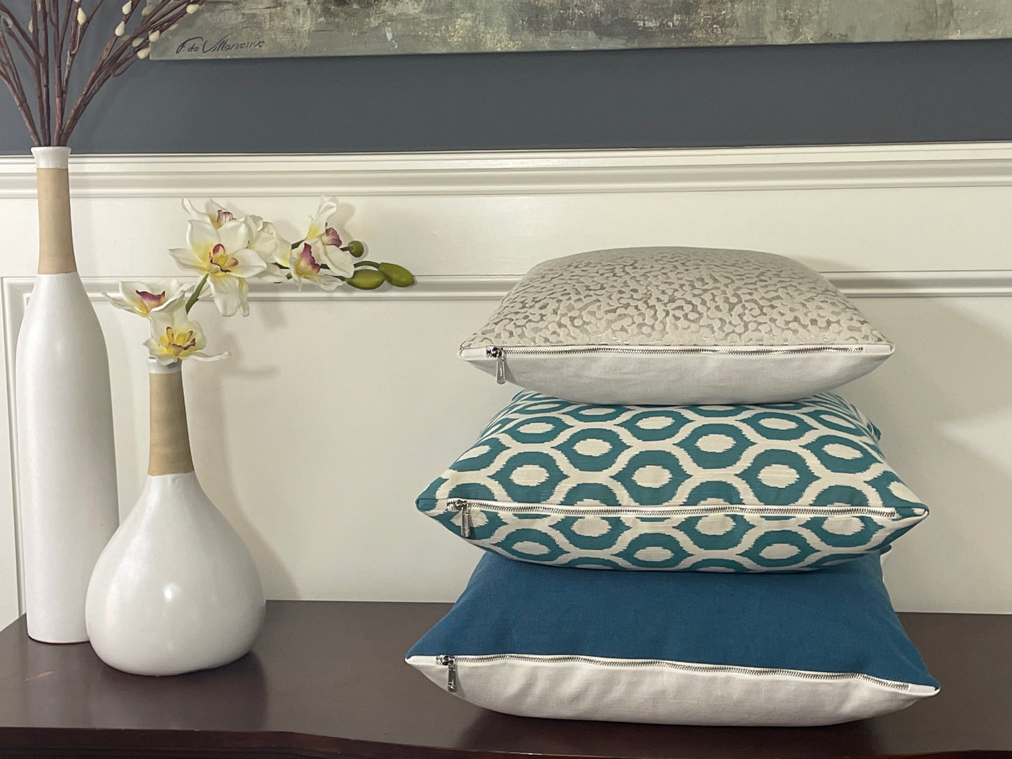 Green Ikat Pillow Cover