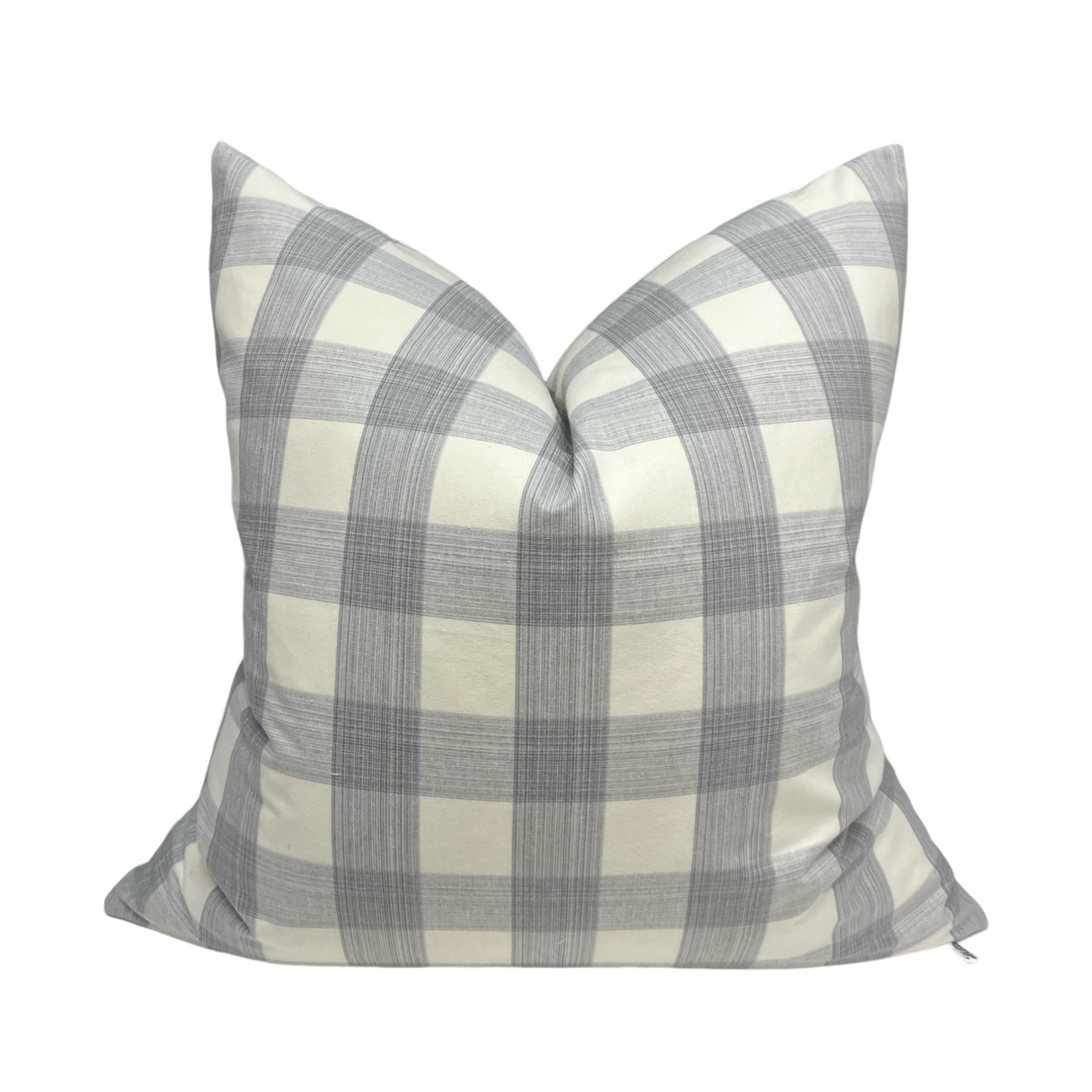 Grey on Cream Plaid Pillow Cover