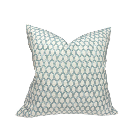 Seafoam Blue Lattice Pillow Cover