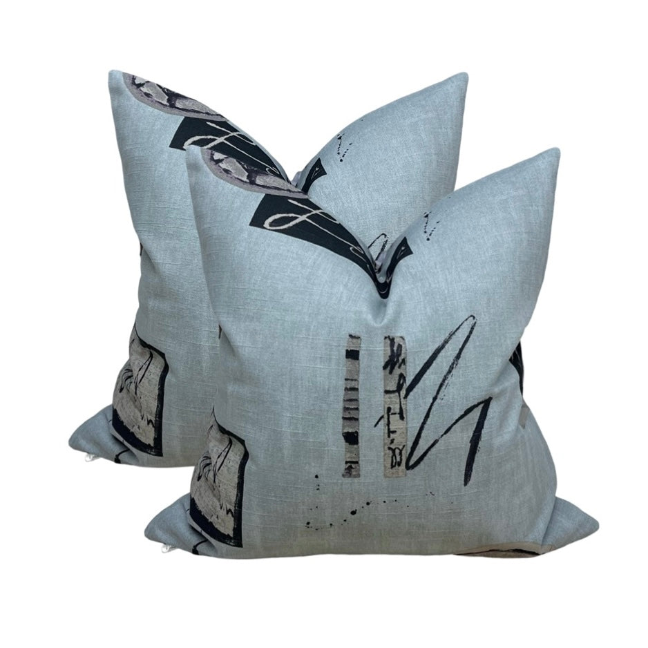 Dark grey printed linen