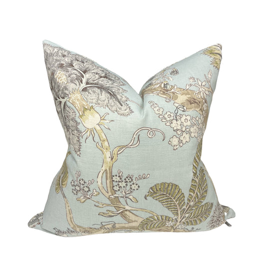 Blue Mint Floral Pillow Cover